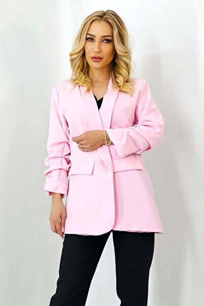 FashionForYou Sacou casual Nora, de lungime medie, Roz