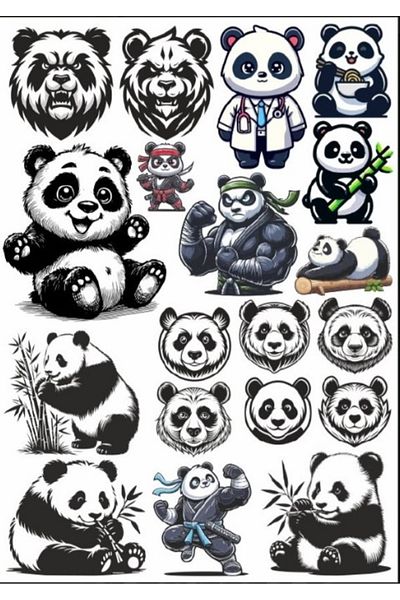 Reysa Tasarım Panda Sticker Set 5