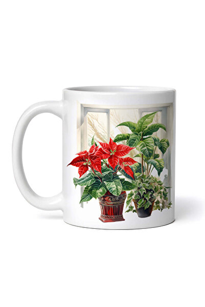 OEM Εξατομικευμένη Λευκή Κούπα, Χριστουγεννιάτικα Λουλούδια Lenna, Inovatix®....