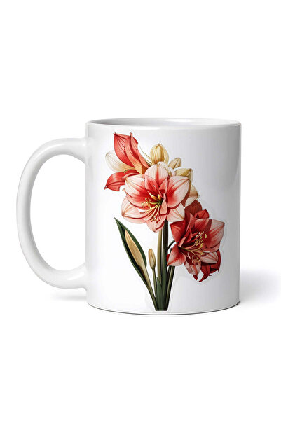 OEM Cană albă personalizată, flori de Amaryllis, INOVATIX®. 330ml