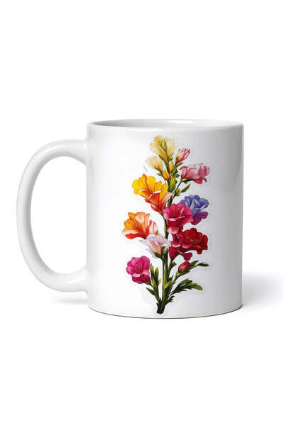 OEM Cană albă personalizată, Flori de coamă de leu, INOVATIX®. 330ml