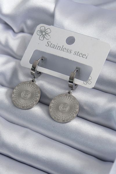 Skygo 316L Steel Silver Color Embroidery Detail Women's Earrings - TJ-BKP7929