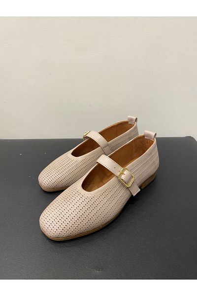 özay bodrum Women's Genuine Leather Banded Ballerinas