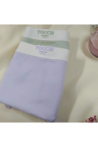 BUSYET Mlınao Series Green - Purple 2 Pieces Cotton Panties Alphabet Pattern Comfortable Underwear with Elastic Waist