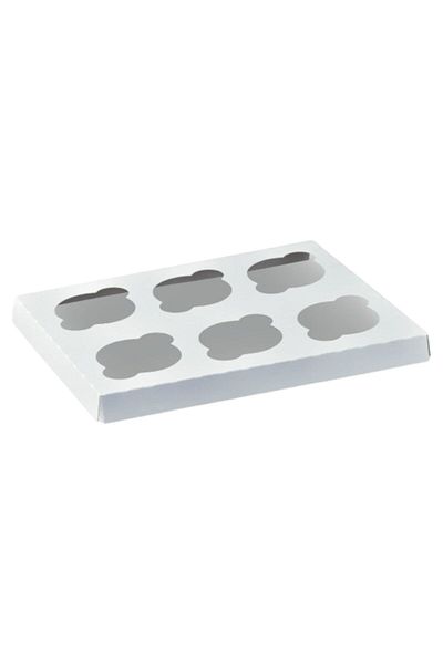 SKP Plastic 6-hole cupcake box bases, white (50 pieces)