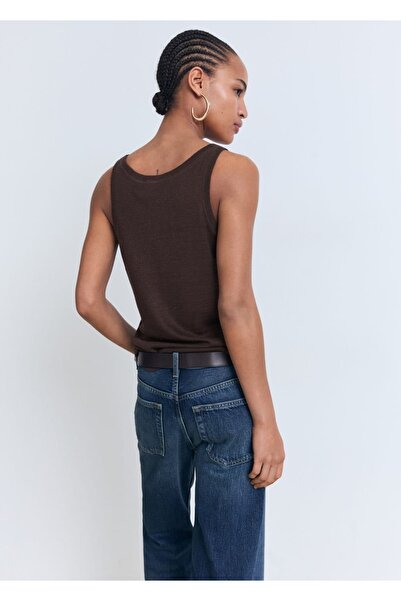 MANGO Woman Askılı keten bluz