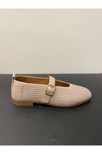 özay bodrum Women's Genuine Leather Banded Ballerinas