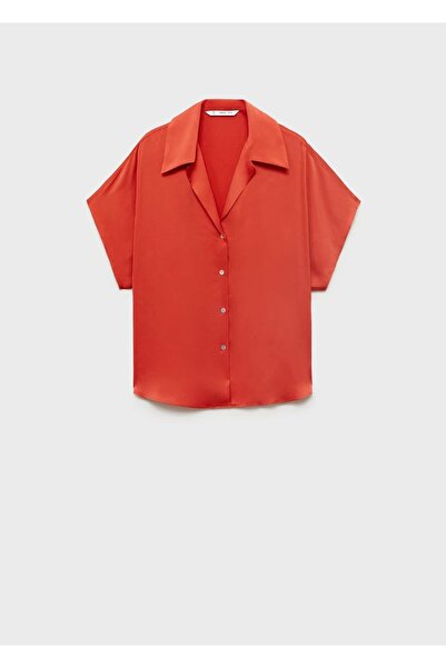 MANGO Woman Fluid Shirt with Short Sleeves