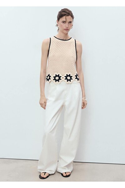 MANGO Woman Κροσέ μπλούζα με λεπτομέρειες από λουλούδια