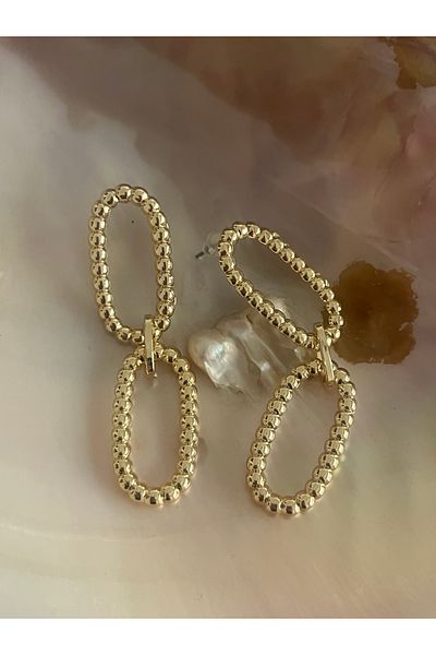Hoop jewelery Gold Color Oval Chain Earrings