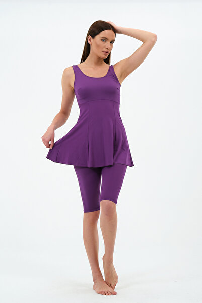 sandsunsea textile product Kadın Düz Likralı Taytlı Elbise Mayo