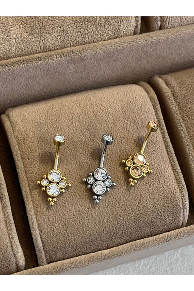 Rupen Kraft 316 l surgical steel round zircon stone belly piercing