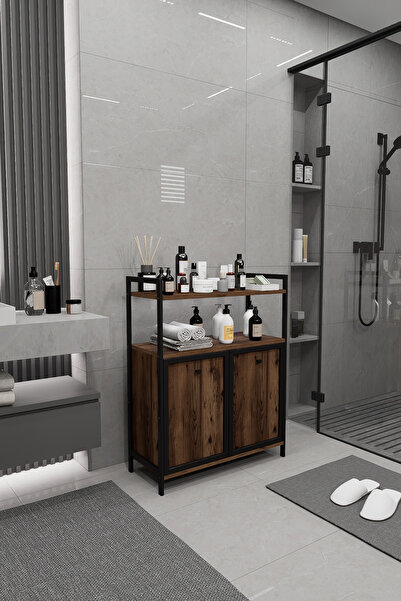 Mudesa Kapaklı 4 Katlı Metal Çok Amaçlı Banyo Mutfak Rafı Dolabı Organizeri Düzenleyici Bangosu Kahve Köşe