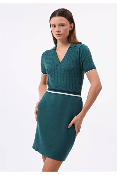 Felix Hardy فستان نسائي بتفاصيل مخططة ومضفرة - أخضر