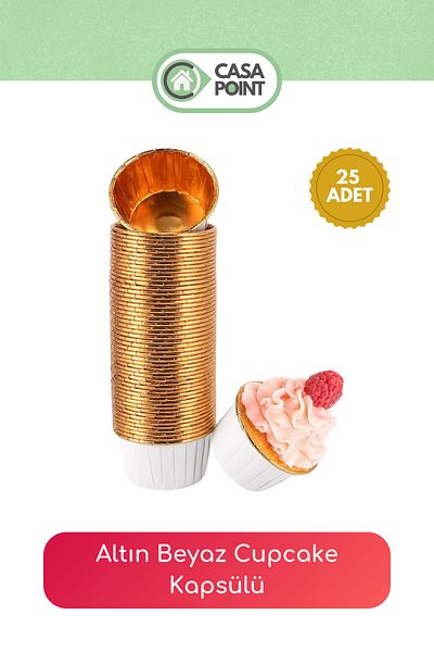 CASA Muffin Gold White Cupcake Cake Mold Capsule 25 Pieces