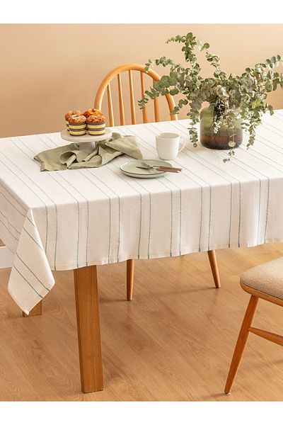 LC Waikiki Lcw Home Green Line Embroidered Tablecloth 150X200 cm from Colorful Store