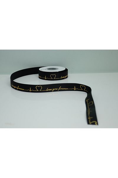 ÇINARASYADAHOME Grogren Ribbon 2.5 cm X 23 Meters Love You Gold Written