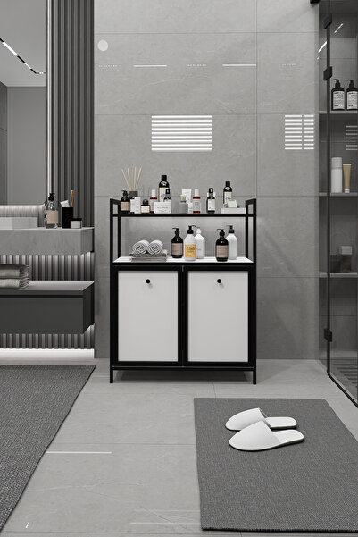 Mudesa Kapaklı 4 Katlı Metal Çok Amaçlı Banyo Mutfak Rafı Dolabı Organizeri Düzenleyici Bangosu Kahve Köşe