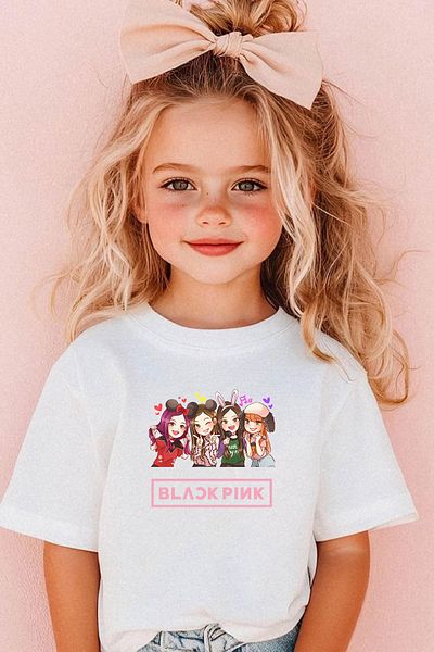 makiteks Cotton Combed Girls Printed Tshirt 5 6 7 8 9 10 11 12 13 14 Years Blackpink