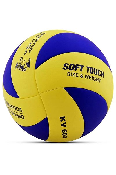 kutuTR Volleyball Ball Soft Touch Bonding Soft Surface 18 Panels Number 5 Yellow-Dark Blue Pump Gift