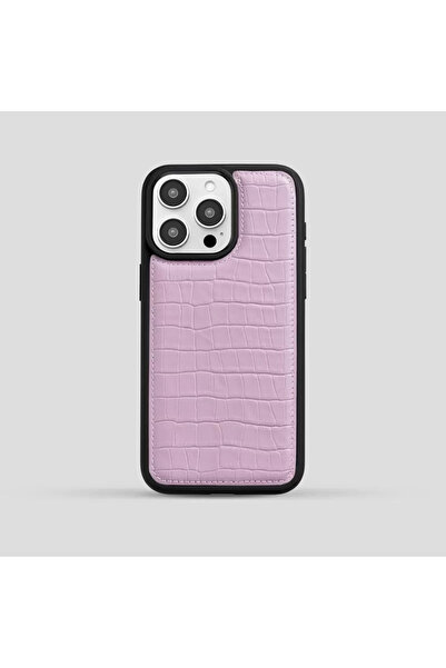 iPhone 15 Plus Kroko Pembe Deri Kılıf