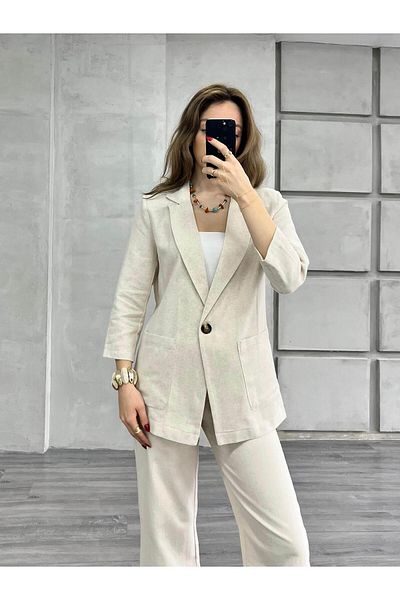 Coral Single Button Jacket Natural
