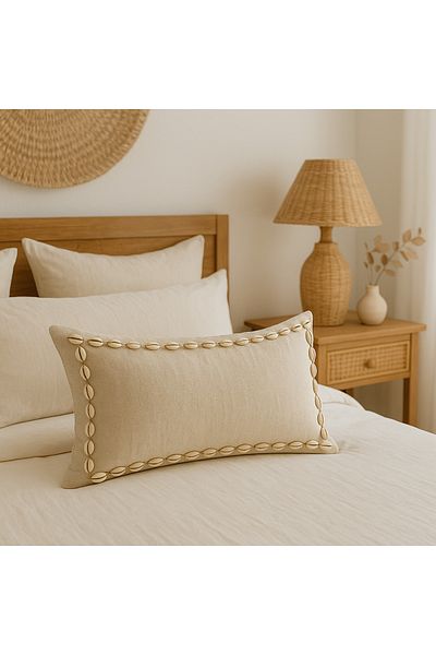 EACHTOME Bohemian Seashell Detailed Throw Pillow Including Interior Pillow