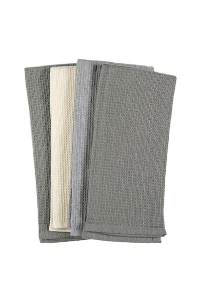 SyaMAG Set of 4 kitchen towels, 58x39 cm, cotton, gray/beige