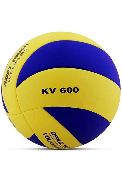 kutuTR Volleyball Ball Soft Touch Bonding Soft Surface 18 Panels Number 5 Yellow-Dark Blue Pump Gift