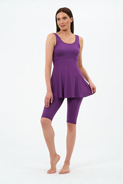 sandsunsea textile product Kadın Düz Likralı Taytlı Elbise Mayo