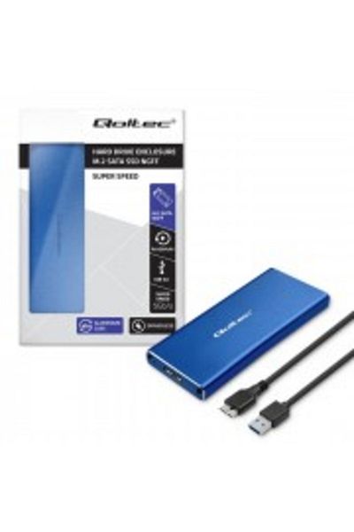 OEM SSD Rack Qoltec M.2 SATA NGFF super speed USB 3.0 blue