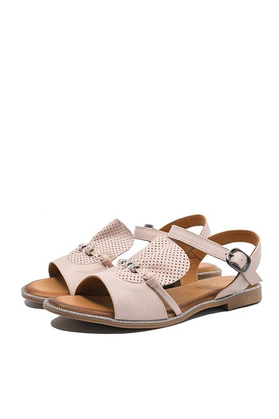 Dogati Dogati flat sandals with charms, powder pink, made of genuine leather MIR 413