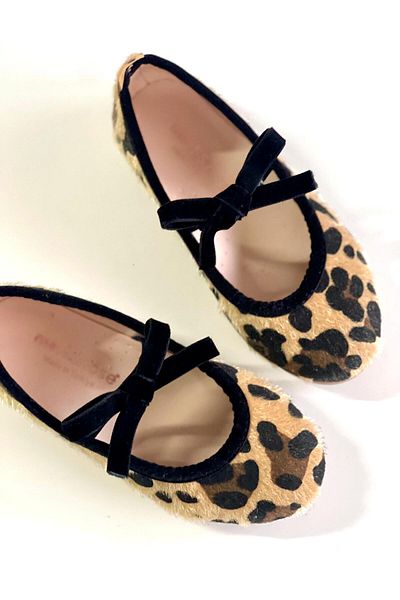 Merli&Rose Pantofi de balerină cu fundă leopard pentru fete