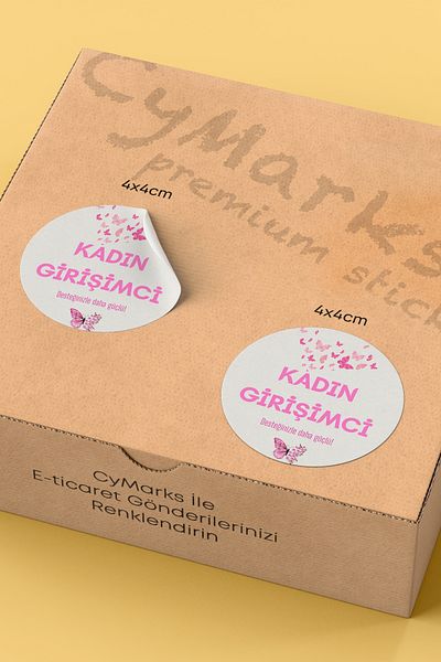 alışveriş kurdu Woman's Entrepreneur Themed Sticker Packaging Shipping Packing Label - 4X4Cm 70 Pieces Round