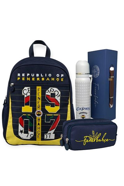 Fenerbahçe School-Backpack, Pencil Bag - Licensed Glass Lid Steel Thermos