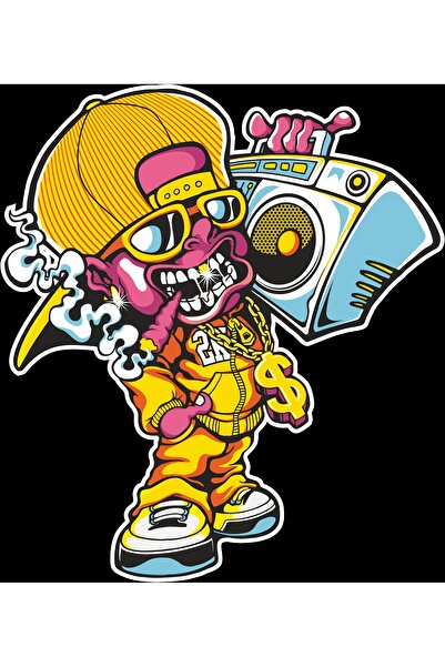 Reysa Tasarım ملصق الموز والقرد 10x10 سم ملصق ملون