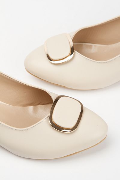 MFT AYAKKABI Short Thick Heeled Buckle Open Back Casual Shoes