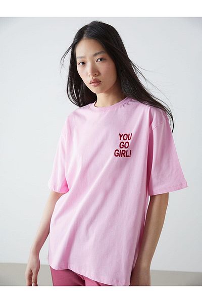 LC Waikiki Γυναικείο μπλουζάκι με στάμπα LCW Vision Crew Neck (S5)