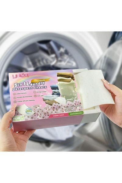 OEM Innovative 5 In 1 Laundry Detergent 50 Wipes = 100 Washes, Personalized Cherry Blossom Fragrance