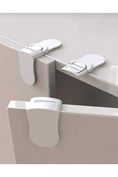 lawrenceshop Συσκευή ασφαλείας γωνιακής άκρης ντουλάπας με κλειδαριά παιδικής προστασίας 4 τεμαχίων