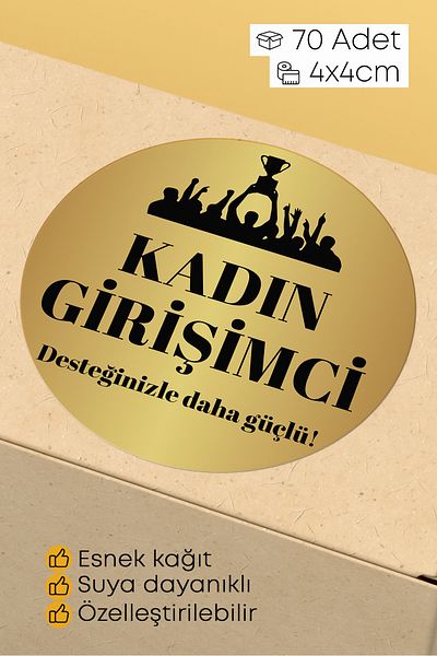 alışveriş kurdu Woman's Entrepreneur Themed Sticker Packaging Shipping Packing Label - 4X4Cm 70 Pieces Round