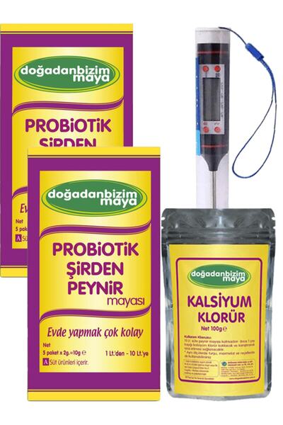 Doğadan Bizim Probiyotik Şirden Peynir Mayası 2 Paket 10 Saşe + Kalsiyum Klor...