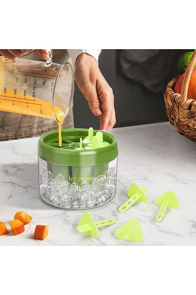 Generic قالب آيس كريم بلاستيكي من Onprix بـ 8 شبكات مع عصا، قالب دائري لصنع حلوى الكولفي، صانع حلوى الثلج