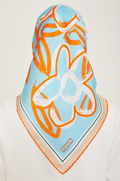 Armine Шарф Sura İpek 91234D (S) 90 x 90 Синій - Помаранчевий -37