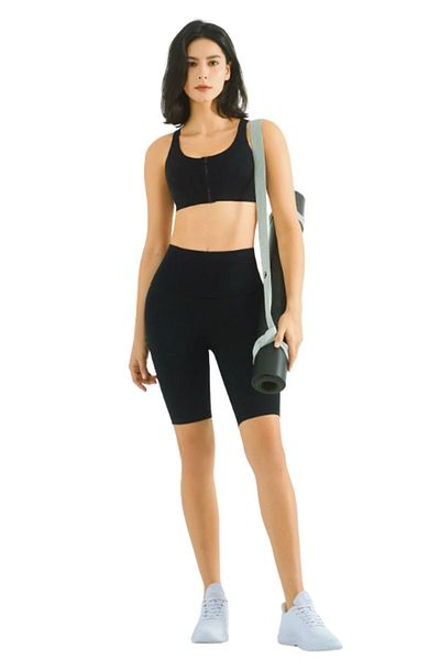 mrmpro Leggings negri Biker Shot pentru damă, cu efect de recuperare, țesătură uni Diver