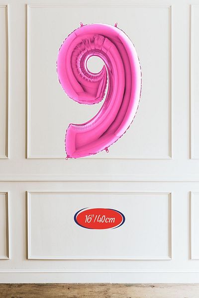 Atölye Mi 9 Years Old Pink Balloon 16 Inch Pink Number Balloon
