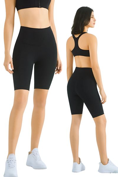 mrmpro Leggings negri Biker Shot pentru damă, cu efect de recuperare, țesătură uni Diver