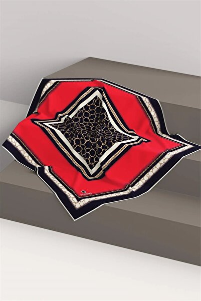 Vissona Twill Silk Scarf Red, Black, Gold