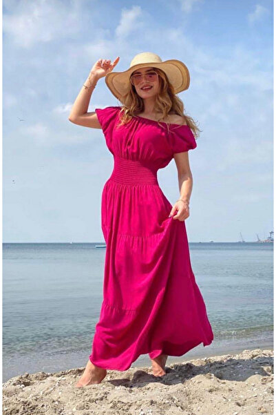 Fibula Madonya Collar Standard Size Short Sleeve Giped Viscose Fold Dress