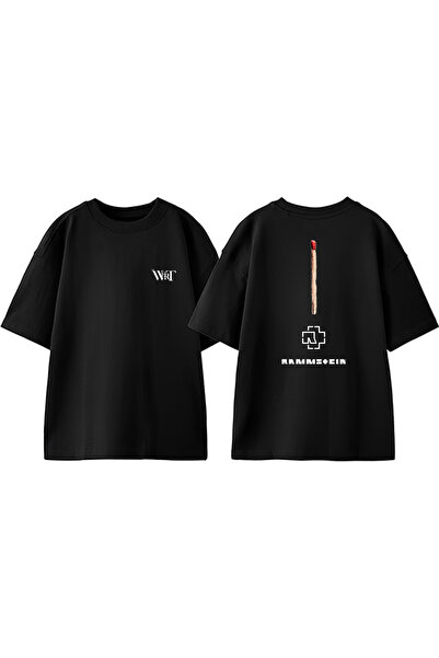 THEWERT Rammstein Match Design Leđa Štampano Pamuk Crna Oversize kroj T-shirt